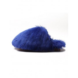 Winter Indoor Warmth Fluffy Faux Fur Solid Color Antiskid Slippers for Women and Men
