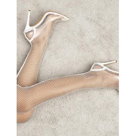 Party Club Fishnet Sequined Glitter Sparkle Heeled Pointed Toe Over-the-knee Boots
