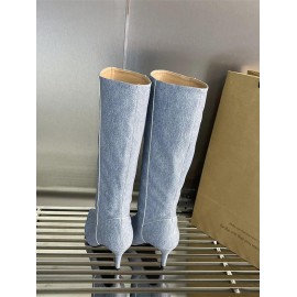 Women's Elegant Daily Kitten Heeled Pointed Toe Denim Knee High Boots