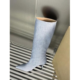 Women's Elegant Daily Kitten Heeled Pointed Toe Denim Knee High Boots